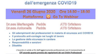 Seminario Responsabilità del Professionista nella gestione degli obblighi derivanti dall’emergenza COVID-19